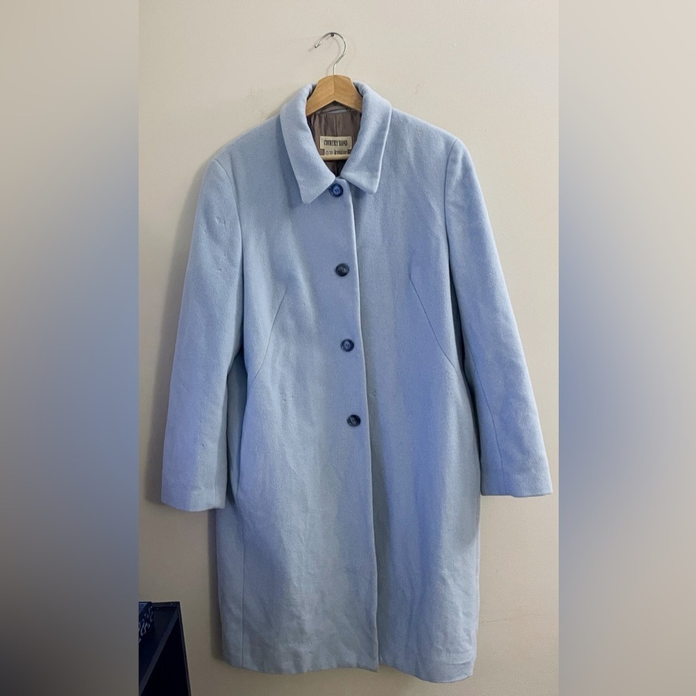 Country Road wool angora trench coat preppy chic classic minimalist fall winter - Picture 5 of 16
